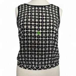 Trina Turk Ladybug print pattern silk black and white blouse  (size S) 256